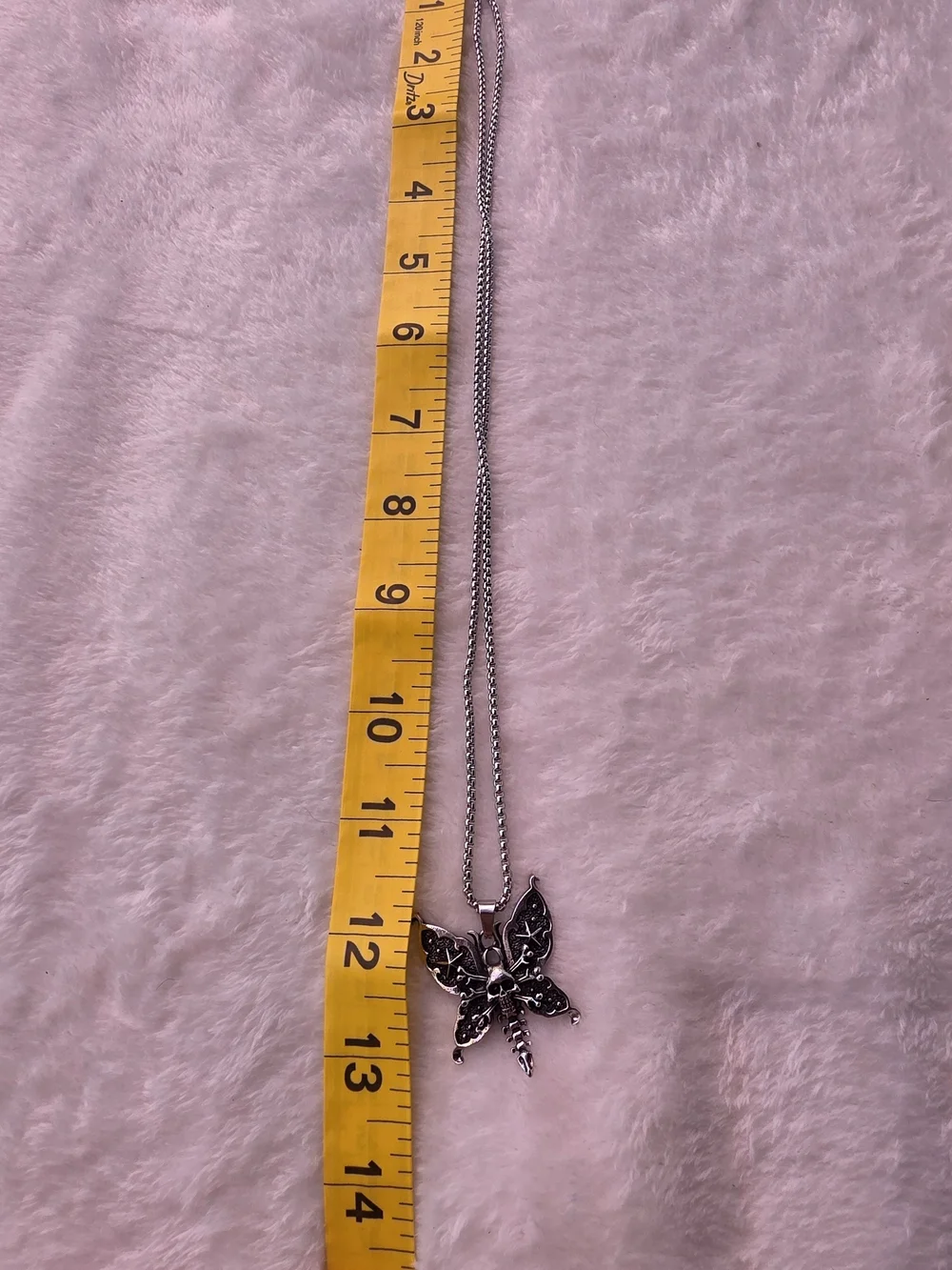 Stainless Steel  Skull Butterfly Pendant Necklace